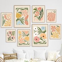 Abstract Flower Market Peony Daisy Leaves Wall Art Canvas Painting Vintage Posters And Prints Picture For Living Room Home De