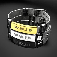 WWJD Bracelet What Would Jesus Do Christian Faith Jewelry Adjustable Stainless Steel Religious Church Services Daily Wear Gift