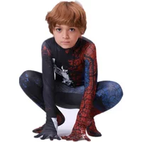 Kids Superhero Bodysuit Printed Grid Pattern Dress Up Costume Movie Character Role Halloween Kids Performance Costume
