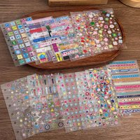 6 Sheets Stickers Pack PET Mini A7 Hole-Punched Scrapbook Stickers with Stars & Doodles Decorative Journal Organizer Stickers