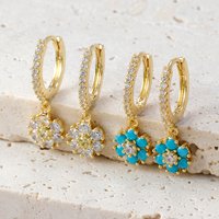 Fashion Stainless Steel Flower Zircon Drop Earrings For Women French Light Luxury Pendant Exquisite Earrings Christmas Jewelry