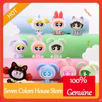 Kayou The Powerpuff Girls Spin Fun Team Series Flocked Blind Box Keychain Pendant Cute Kawaii Figure For Cartoon Manga Fans Gift