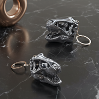 2026 Metallic T-Rex Skull Keychain, Realistic Dinosaur Skull Keyring, Vintage Fossil Skull Key Chain, Cool Gothic Gift 1Pc