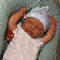 BZDOLL 50 CM 20 Inch Soft Vinyl Limbs Cloth Body Like Real Asleep Fat Black Skin Reborn Baby Doll Toy For Girl