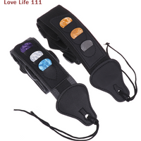 New Adjustable Electric Guitar Strap With 3 Guitar Picks Holders PU Leather Ends Acoustic Guitar Bass Strap Belt Accessories