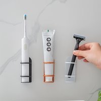 2pcs wall mounted toothbrush holder, no drilling required,durable material,shaver holder storage rack, toothbrush storage rack