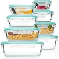 Borosilicate Glass Lunch Box Airtight Leakproof Bento Box Meal Prep Food Storage Containers with Locking Lid for Adults Office