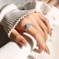 Mintybox D Color VVS1 Square Paved Moissanite Ring 925 Sterling Silver Wedding Engagement Fine Jewelry Gift For Women Ladies