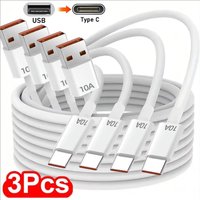3-1PCS Quick Charging Cable 120W 10A Fast Charger USB A To Type C High-speed Data Transfer Wire Cords for Samsung Xiaomi Huawei