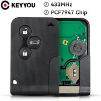 KEYYOU NEW ID46 PCF7947 Remote Car Key 433Mhz For Renault Megane 2 3 Scenic Clio 2003-2008 Smart Card Emergency Insert Key