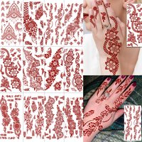 1 Sheet Ramadan Henna Indian Style Temporary Tattoos For Women Hands Finger, Fake Tattoo Stickers Long Lasting Realistic Tatoos