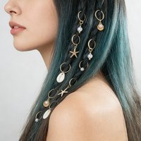 10PCS/set Sea Shell Braided Hair Rings Hair Buckle Hip Hop Dirty Braids Personalized Casual Hairs Clips Bohemian Vacation Styles