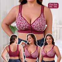 Ladies front buckle seamless breathable gathering anti sagging bra comfortable without steel ring vest style printed underwear