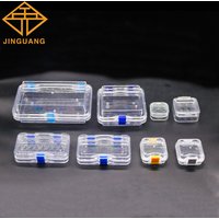 Plastic Transparent Dental Box Denture Storage Box with Film Membrane Colorful Hinge for Crown and Bridges