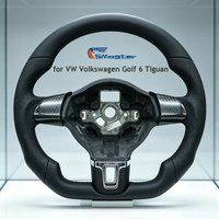 Leather Half Perforate Steering Wheel(Without Paddle Shifters)for VW Volkswagen Golf 6 MK6 CC Passat B7 Tiguan Black Stitching