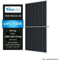 Trina High Efficiency 720W N-Type I- Bifacial Dual Glass 710W Solar Panel 7000W 690W Mono Half Cell PERC Manufacturer's