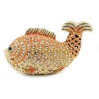 Ladies Mermaid Luxury Rhinestone Small Fish Clutch Bag Ladies Gold & Silver Wedding Evening Bag