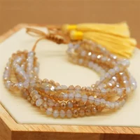 ALIYA Colorful Crystal Beads Bracelet Women Multi-strand Wrap Fashion Jewelry Tassel Handmade Bracelet Jewelry Gift Wholesale