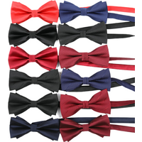 Men Fashion Red Wedding Bowtie For Man Vintage Solid Stripped Bow Tie Butterfly Boys Dress Shirts Collar Neck Wear Accessories