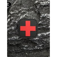 A Cross-Shaped Pvc Patch Badge with a Velcro Backing and Hook Fastener, Suitable for Decorating Bags, Backpacks, Vests, and Clothing