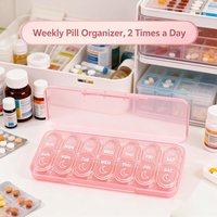 Am & Pm Pill Organizer 7 Days, Weekly Pill Organinzer 2 Times a Day Medicine Pill Organizer for Travel Vitamins, Fish Oils