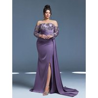 Mgiacy,New Arrival,Off Shoulder,Sequin,Elegant,Large size Evening gown dress,Float piece,High slit,Package hip,Mermaid hem dress