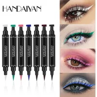 Colorful Triangle Dual-Ended Liquid Eyeliner Stamp Waterproof Sweat-Proof Quick Dry Eye Liner Makeup Seal Tool for Eye Cosmetics