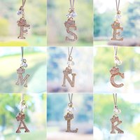 Exquisite English letter car rearview mirror decoration car pendant with diamond crown English pendant decoration car pendant