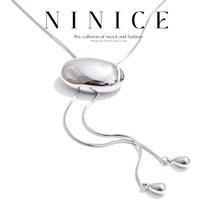 NiNice 70cm Stainless Steel Oval Long Chain Drop Necklace for Women Autumn Winter Style Sweater Chain Jewelry Wholesale