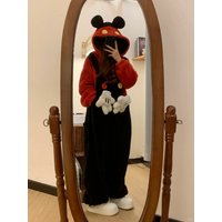 Cartoon Mickey Robe Fleece-Lined Hooded Pajamas Women'S Autumn Winter Cute Thick Warm Loungewear Casual Outdoor Kawaii Girl Gift