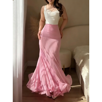 BJTZ 2026 Spring Autumn Women High Waist Long Ruffle Hem Slim Elegant Simple Casual Midi Skirt
