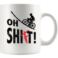 Oh Shift Biker Mug - Funny Motorcycle & Bicycle Themed Ceramic Cup with Gear Shift Lettering, Suitable for Men Women Cyclists, G