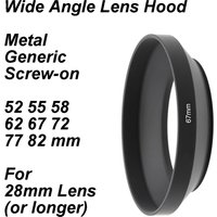 Metal Wide Angle Lens Hood Generic Screw-on Black with Filter Thread 52 55 58 62 67 72 77 82 mm for 28mm lens or longer