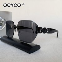 Steampunk Rimless Square Sunglasses Men Women 2025 Luxury Brand Designer Metal Sun Glasses Stylish Curved Shades Eyewear UV400
