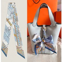 Women's French Style Belt Carriage Chain Scarf 1PC Long Ribbon Hair Band Necktie All-Season Handbag Strap Versatile Accessory