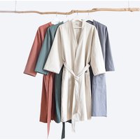 Cotton Linen Kimono Bathrobe Nightgown 2026 New Loose Men And Women Dressing Gown Sleepwear Nightwear Solid Hotel Robe