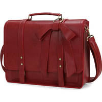 ECOSUSI Genuine Leather Women's Briefcase PU Leather Laptop Bag College Shoulder Bag Suitable for 15.6in Laptop Backpack