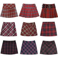 American Vintage Plaid Mini Skirt High Waist Pleated Skirts Y2K Sweet Cute Fairycore Grunge Harajuku Preppy style Women Clothes