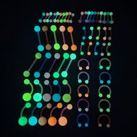 60pcs glow-in-the-dark Body Piercing Kit Navel Eyebrows Lip Tongue Nose Piercing Ring Barbell Body Jewelry for Women Men
