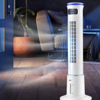 Smart Cooling Tower Fan with Remote Humidification, Auto-Closing Dustproof Air Circulator, Portable Evaporative AC Fan