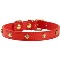 Designers Leather Cat Collar Gold Rivet Kitten Necklace for Cats Small Dog Puppy Accessories Pet Supplies Chihuahua 1.3 CM Width
