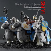 Medieval Knights Templar Castle Building Blocks Set with War Horse and Round Table Military Model Toy
