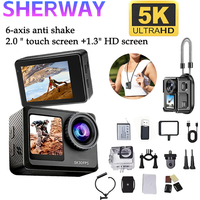 5K Magnetic Action Camera 2.0'' Touchscreen 1.3'' Selfie Pocket Camera 4K60fps 6-axis EIS Waterproof Sport Cam for Cycling Vlog