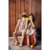 Clearance AS 2024 Summer Gingham Collection plaid Family matching baby kids boys girls clothes cotton linen fabric kids wear