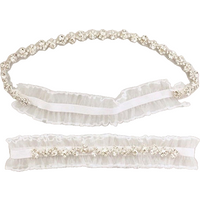 2PC White Tulle Bridal Sexy Garter Silver Gold Color Rhinestone Wedding Accessories Leg Garters For Women Cosplay