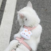 Cat Harness Collar Set Adjustable Cartoon Rabbit Double Layer Dog Harness for Small Pet Collar Leash Outdoor Walking