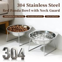 304 Stainless Steel Tall Cat Bowl Detachable water bowl with stand Large-diameter pet food Slanted cuts protect the spine bowl