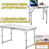 2FT/4FT Portable Folding Table, Adjustable Heights Camping Table, Aluminum Foldable Small Desk with Load Capacity of 50kg, Portable Picnic Table with Carrying Handle Perfect for Indoor and Outdoor Use