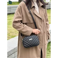 PU Camera Bag, Solid Color Ladies Bag, New Diamond Pattern Crossbody Bag for Women, Single Shoulder Mobile Phone Bag for Storage