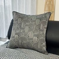 Hinyeatex Contemporary Black Chain Geometric Pillow Case White Square Sofa Decorative Floor Cushion Cover 45x45cm 1 Piece Pack